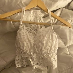 White lace crop top